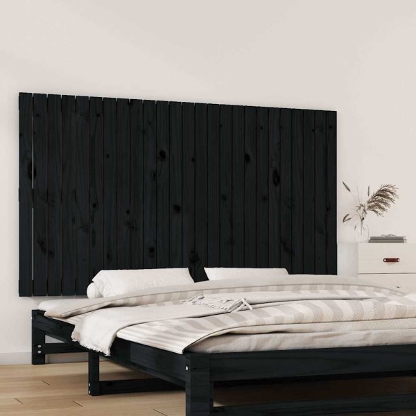 Wall headboard, black, 159.5x3x90cm, solid pine