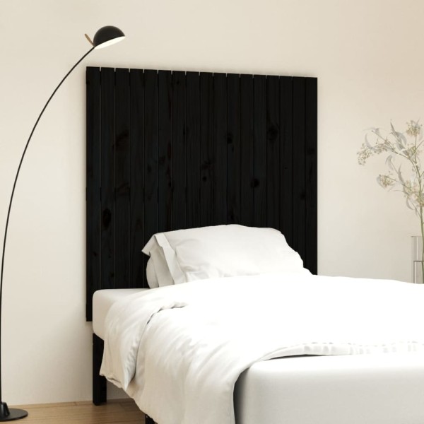 Wall headboard, black, 108x3x110cm, solid pine