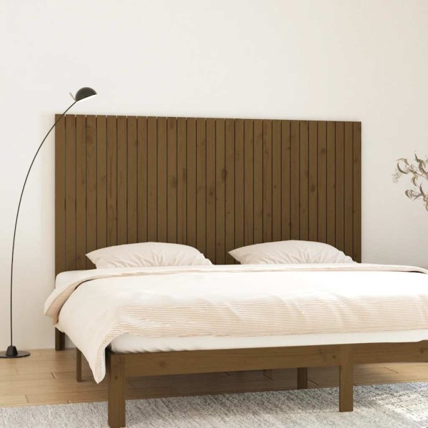 Wall headboard, honey brown, 204x3x110cm, solid pine