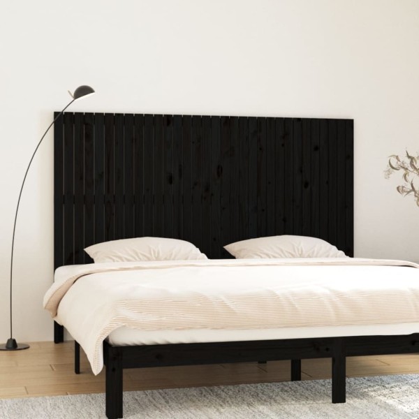 Wall headboard, black, 204x3x110cm, solid pine