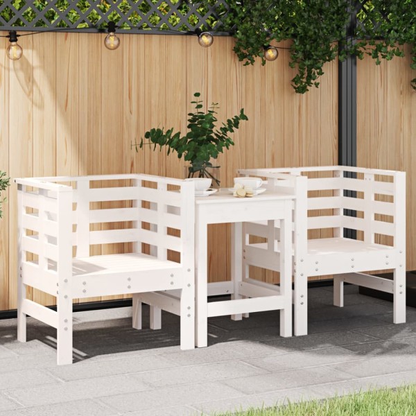 Garden chairs, 2 pcs., white, 61.5x53x71cm, solid pine