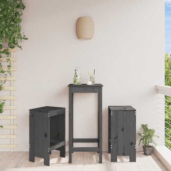 Bar stools, 2 pcs., gray, 40x36x75cm, solid pine