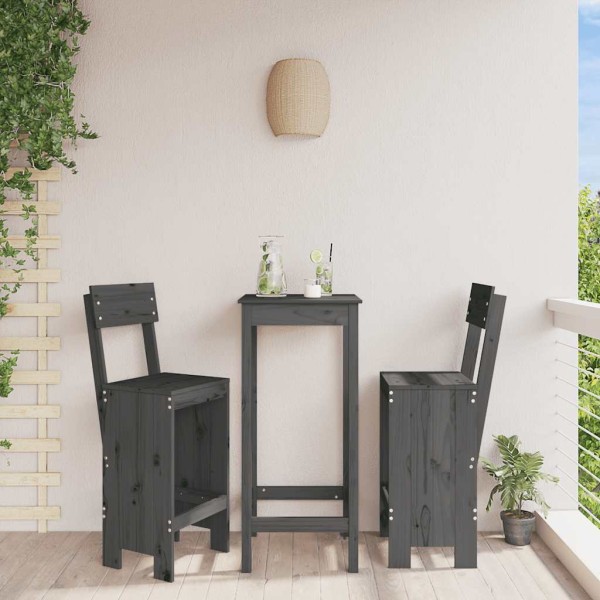 Bar stools, 2 pcs., gray, 40x48.5x115.5cm, solid pine