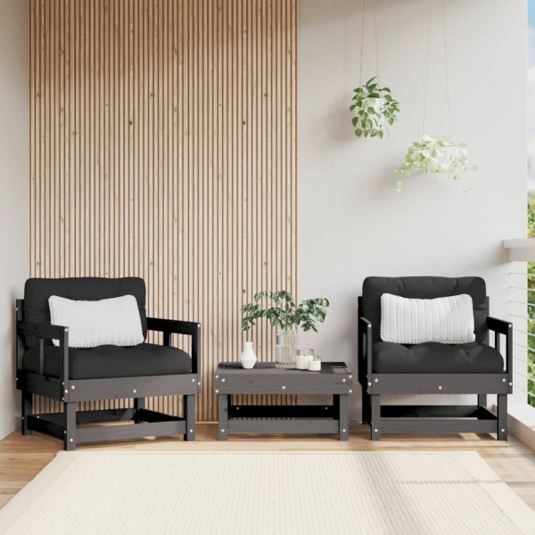 Garden chairs, 2 pcs., gray color, solid pine wood