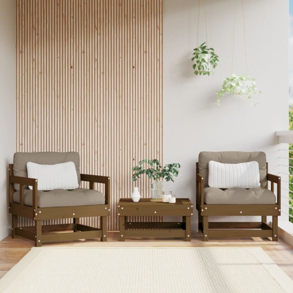 Garden chairs, 2 pcs., honey brown, solid pine wood