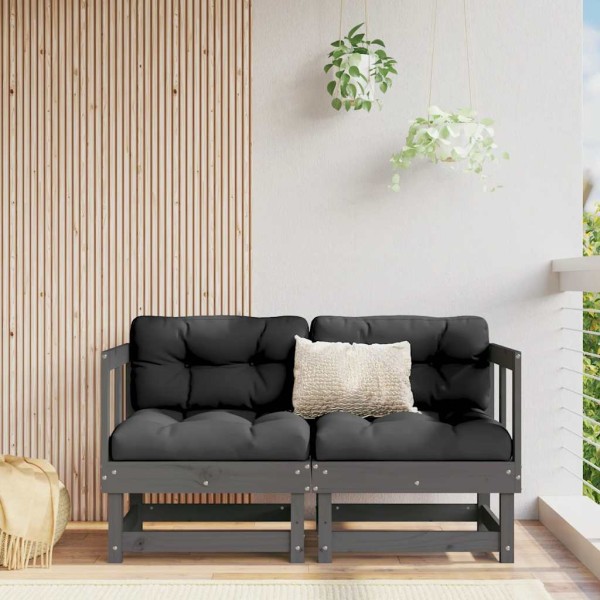 Corner garden sofa parts, 2 pcs., gray, solid pine
