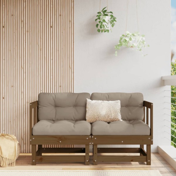 Corner garden sofa parts, 2 pcs., honey brown, solid pine