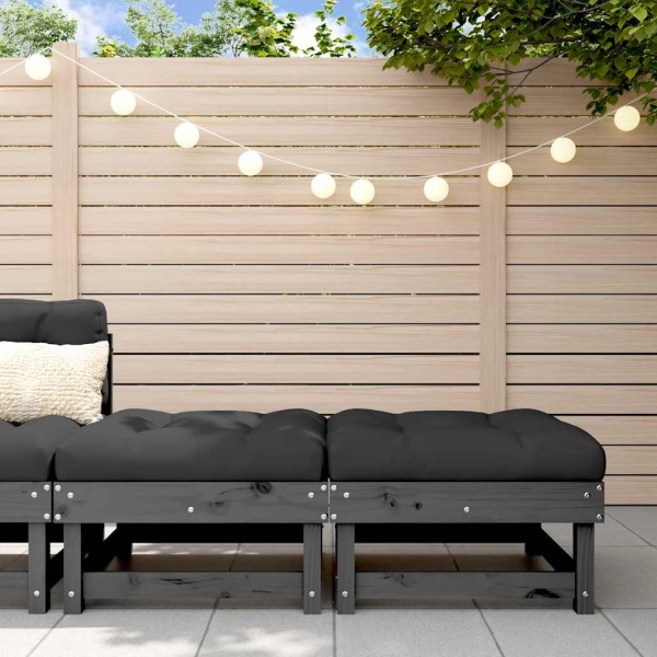 Garden legs with cushions, 2 pcs., gray, solid pine
