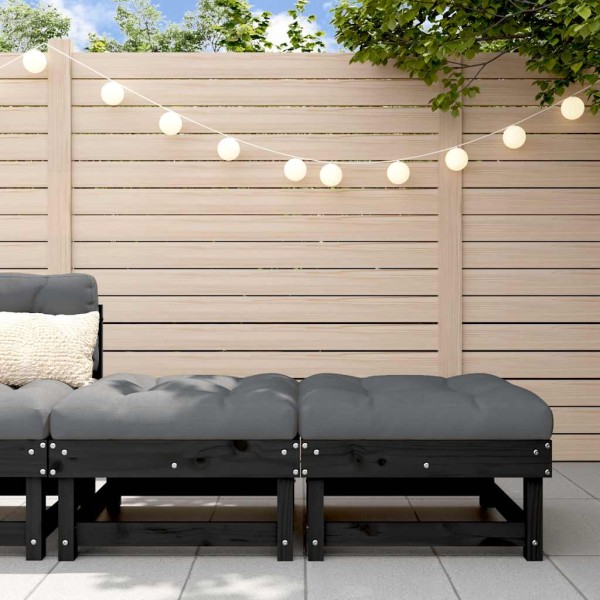 Garden legs with cushions, 2 pcs., black, solid pine