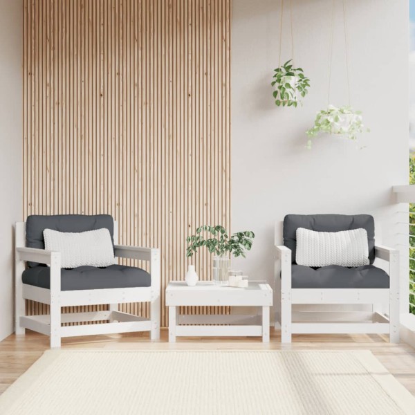 Garden chairs, 2 pcs., white, solid pine wood