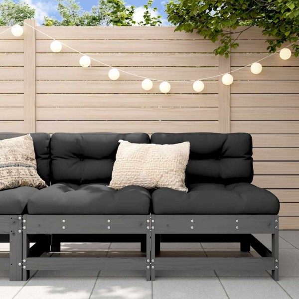 Middle sofa parts with cushions, 2 pcs., gray, pine