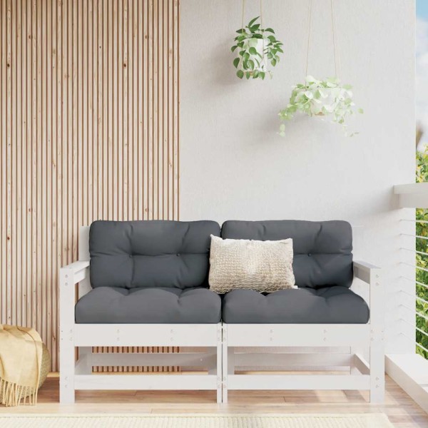 Garden chairs with cushions, 2 pcs., white, solid pine