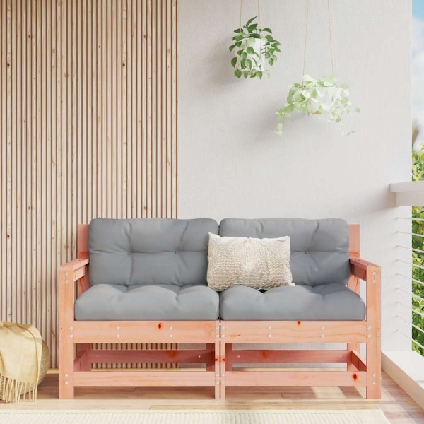 Garden chairs with cushions, 2 pcs., solid Douglas fir
