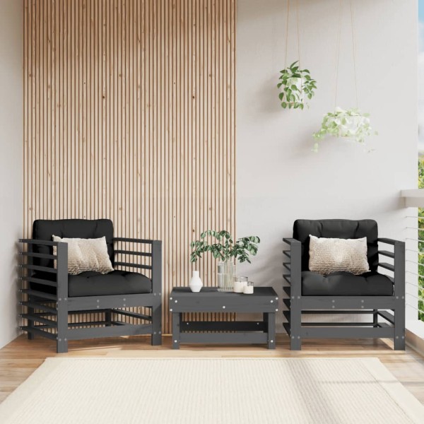 Garden chairs, 2 pcs., gray color, solid pine wood