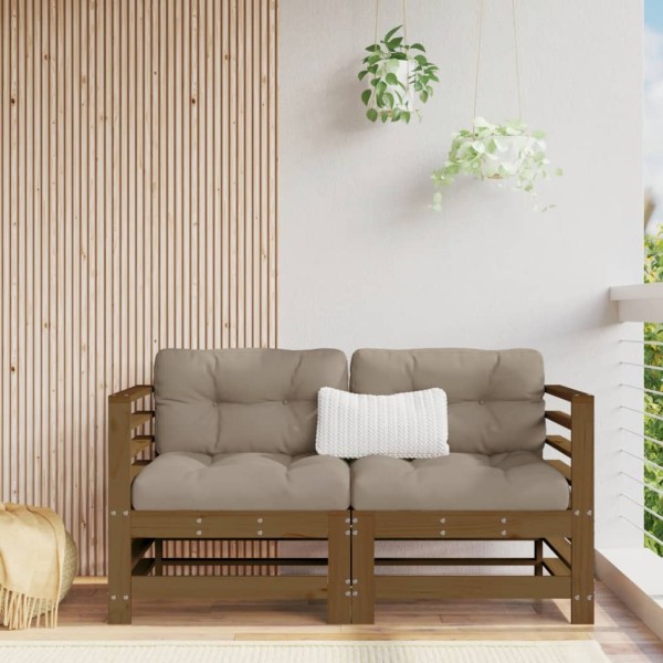 Corner garden sofa parts, 2 pcs., honey brown, solid pine