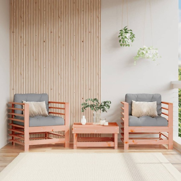 Garden chairs with cushions, 2 pcs., solid Douglas fir
