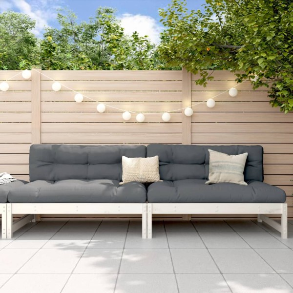 Central garden sofa parts, 2 pcs., white, 120x80cm, pine