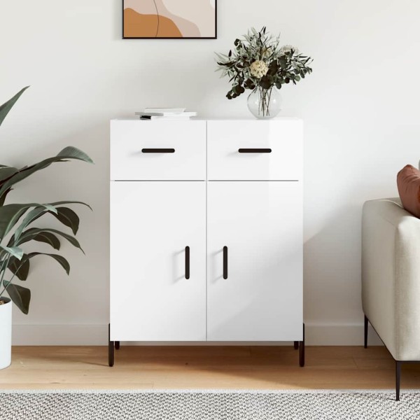 Side cabinet, white, 69.5x34x90cm, processed wood, glossy