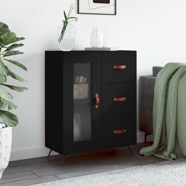Side cabinet, black, 69.5x34x90cm, processed wood