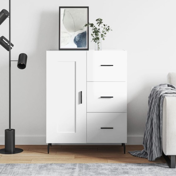 Side cabinet, white, 69.5x34x90cm, processed wood, glossy