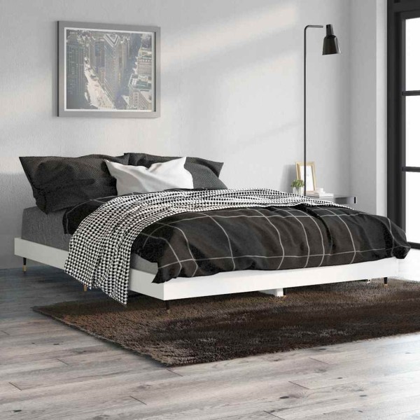 Bed frame, white, 140x190cm, processed wood