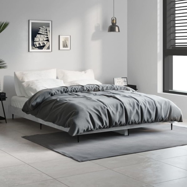 Bed frame, concrete gray color, 140x190cm, processed wood