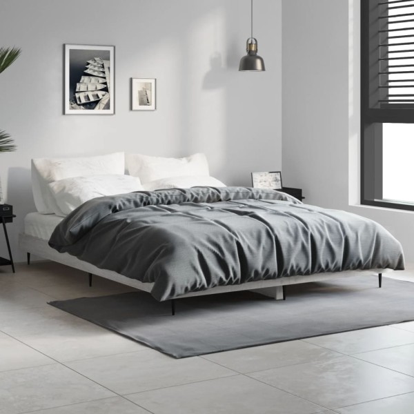 Bed frame, gray oak color, 140x190cm, processed wood