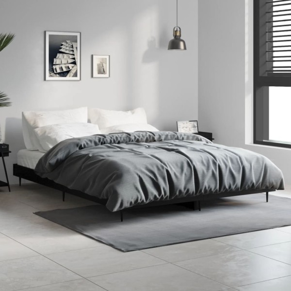 Bed frame, black, 135x190cm, processed wood