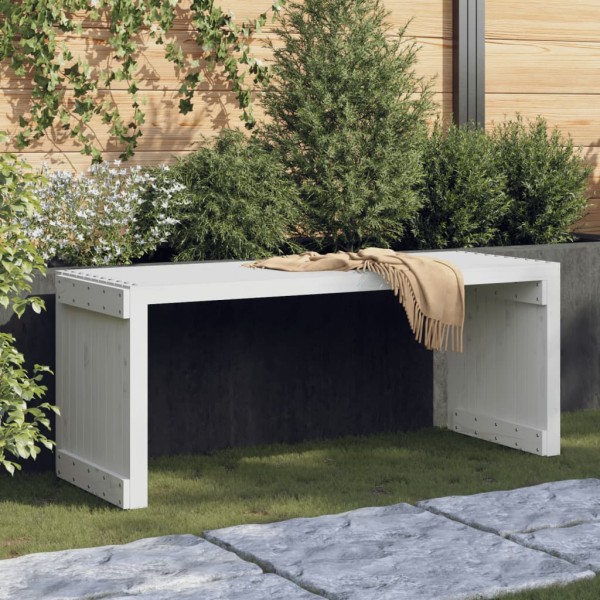 Garden bench, white, 212.5x40.5x45cm, pine, extendable