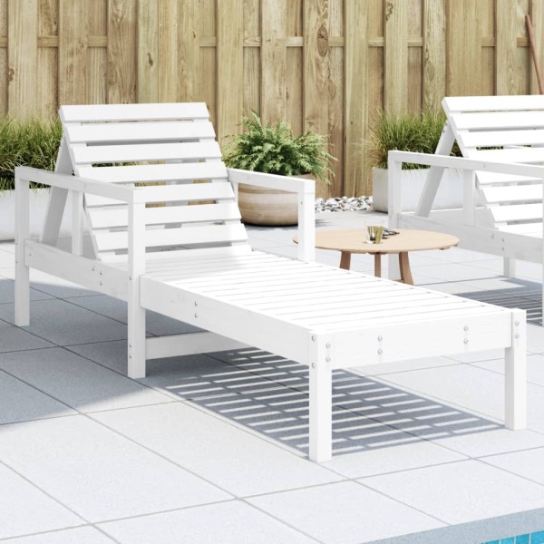 Sunbed, white, 199.5x62x55cm, solid pine wood