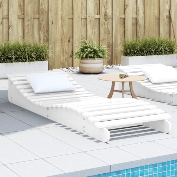 Sunbed, white, 205x70x31.5cm, solid pine wood