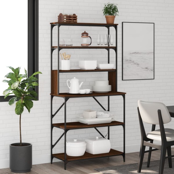 Kitchen shelf, 6 floors, brown oak, 90x40x180cm, wood