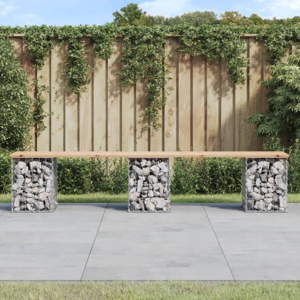 Garden bench, 203x31x42cm, solid pine, gabion design