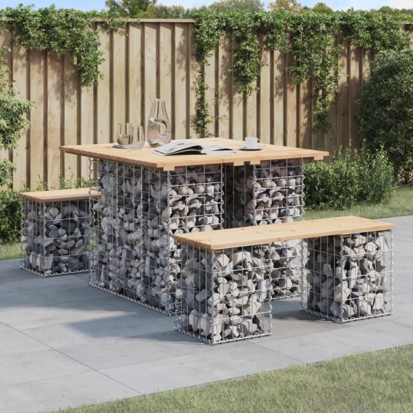Garden table, gabion design, 100x102x72 cm, solid pine wood