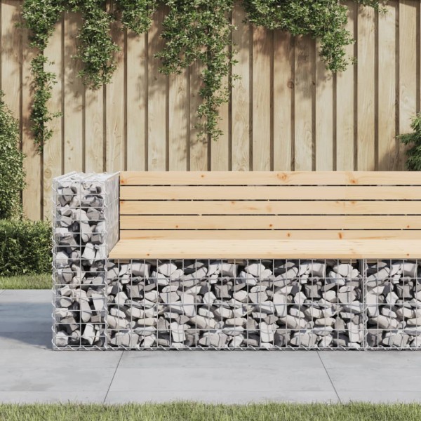 Garden bench, 122x71x65.5cm, solid pine, gabion design