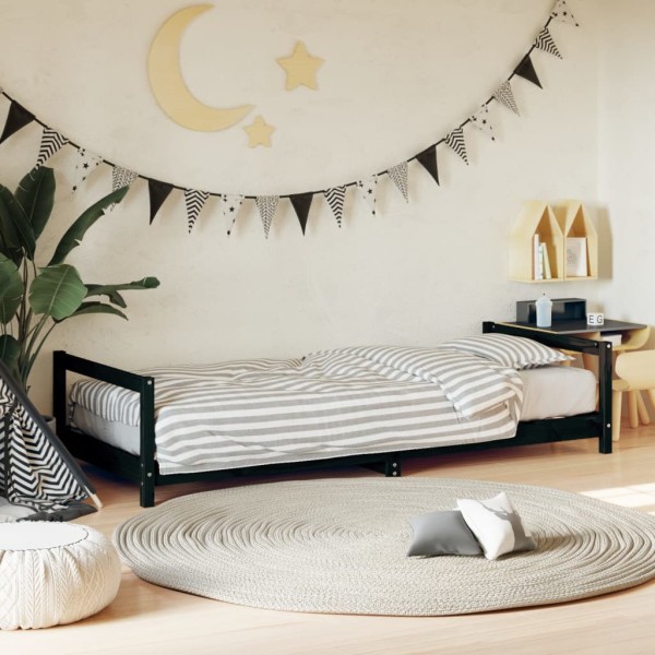 Children's bed frame, black, 90x190cm, solid pine