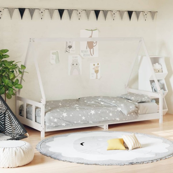 Children's bed frame, white, 90x200cm, solid pine
