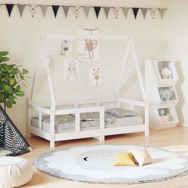 Children's bed frame, white, 70x140cm, solid pine