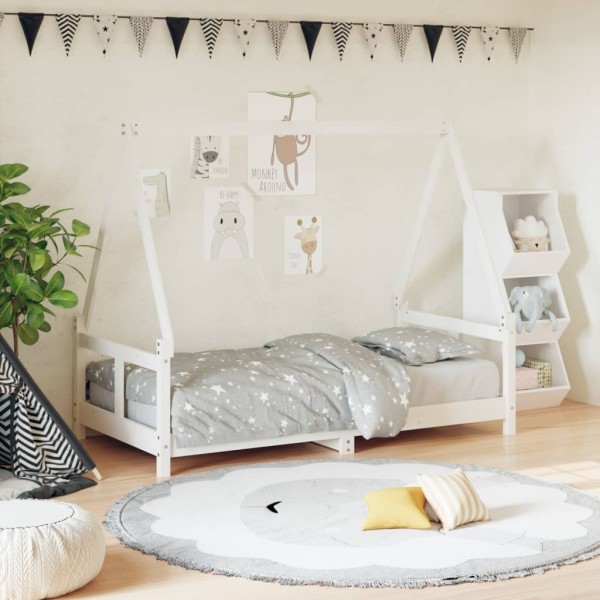 Children's bed frame, white, 80x160cm, solid pine