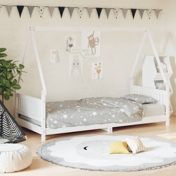 Children's bed frame, white, 90x200cm, solid pine
