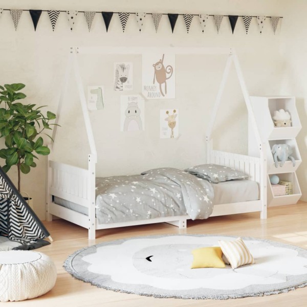 Children's bed frame, white, 80x160cm, solid pine