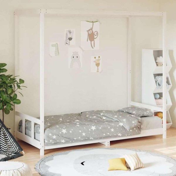 Children's bed frame, white, 90x200cm, solid pine