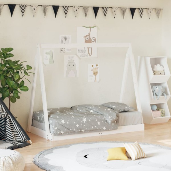 Children's bed frame, white, 70x140cm, solid pine