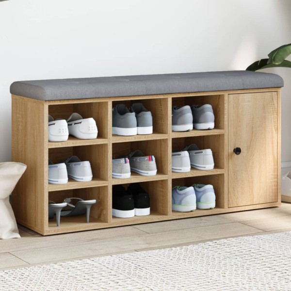 Shoe bench, sonoma oak, 102x32x50cm, treated wood