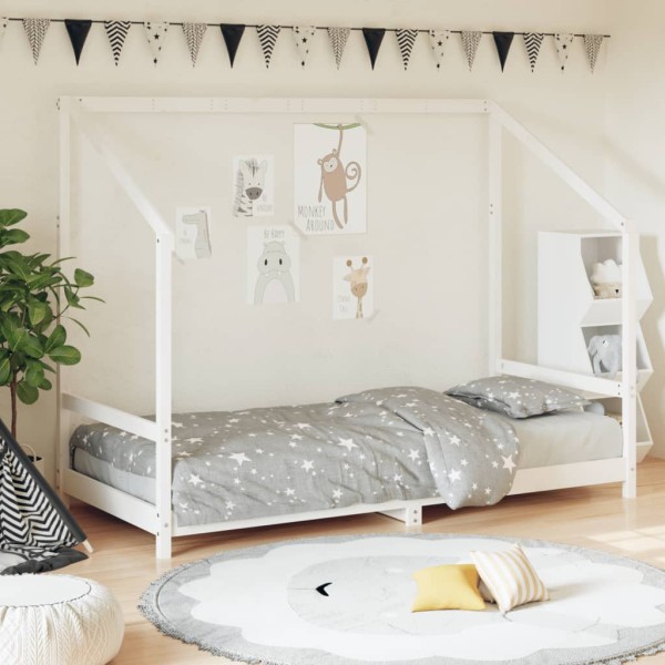 Children's bed frame, white, 90x200cm, solid pine