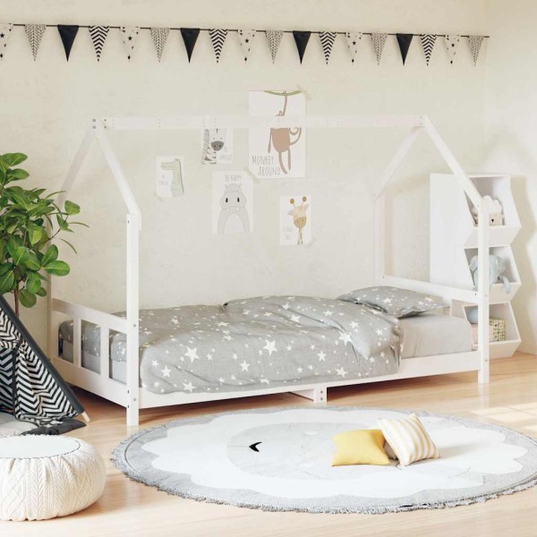Children's bed frame, white, 90x200cm, solid pine