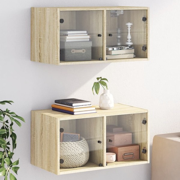 Wall cabinets with doors, 2 pcs., oak, 68.5x37x35cm