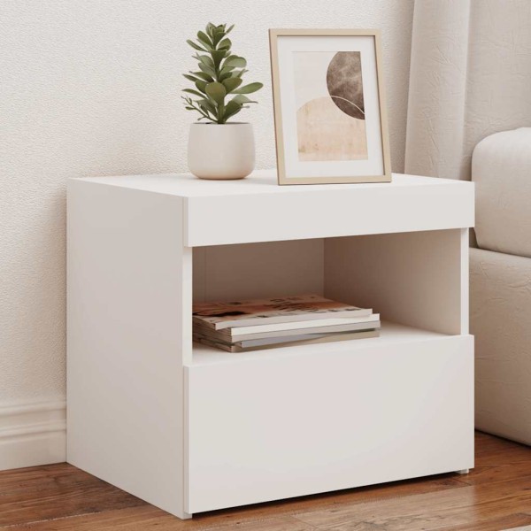 Bedside cabinets with LED lights, 2 pcs., white, 50x40x45cm