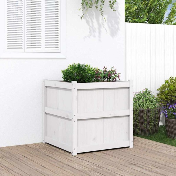 Garden bed, white, 70x70x70cm, pine wood array
