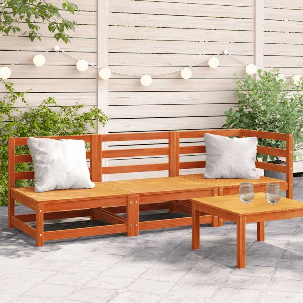 Three-seater garden sofa, wax brown, solid pine wood